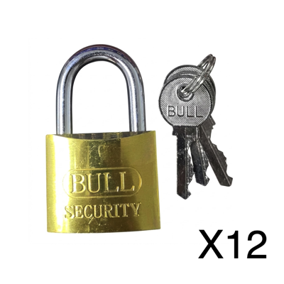 BULL Brass Padlock KEY ALIKE 40MM HG624 12PC/BOX